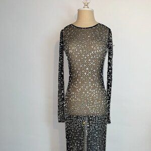 Retrofete Vinci Crystal Maxi Dress in Black size S